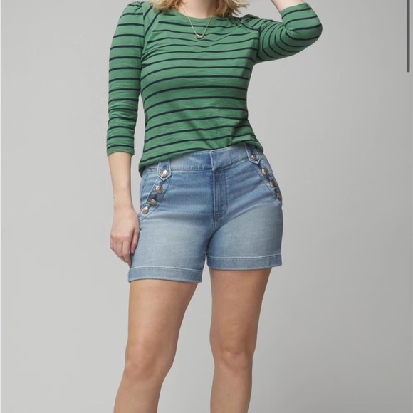 White House Black Market Mariner Button Shorts Soft Denim High Rise sz 10 NEW - Picture 1 of 12